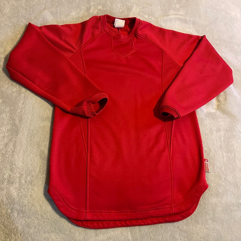 Majestic Therma Base‎ Mens Long Sleeve Red Pullover Baseball Shirt XS